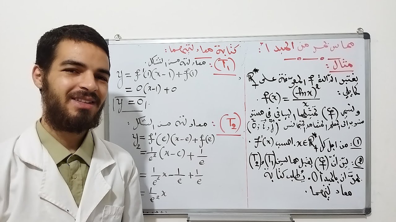 مماس منحنى يمر من المبدأ