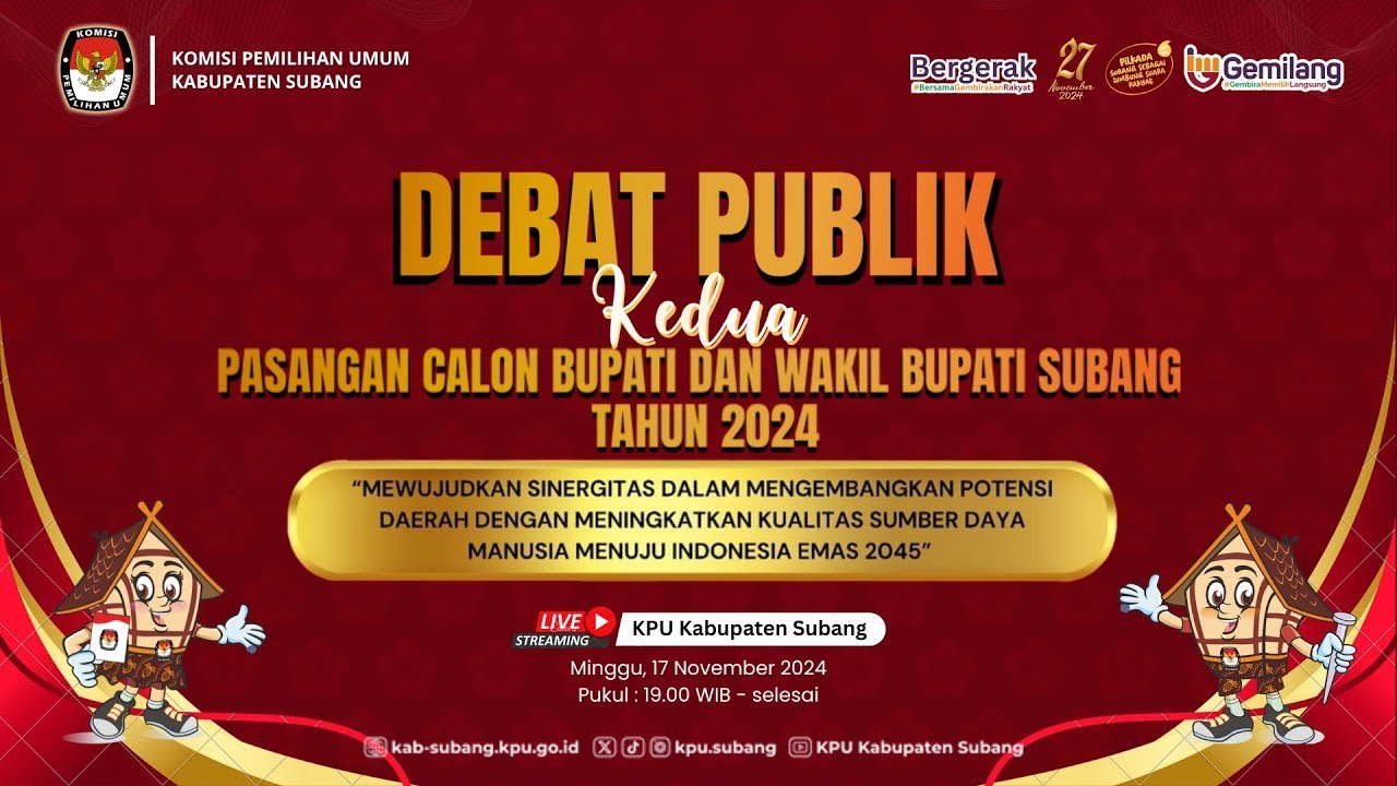 DEBAT PUBLIK Calon Bupati dan Wakil Bupati Subang, Siapa Mampu Tingkatkan SDM Menuju Indonesia Emas?