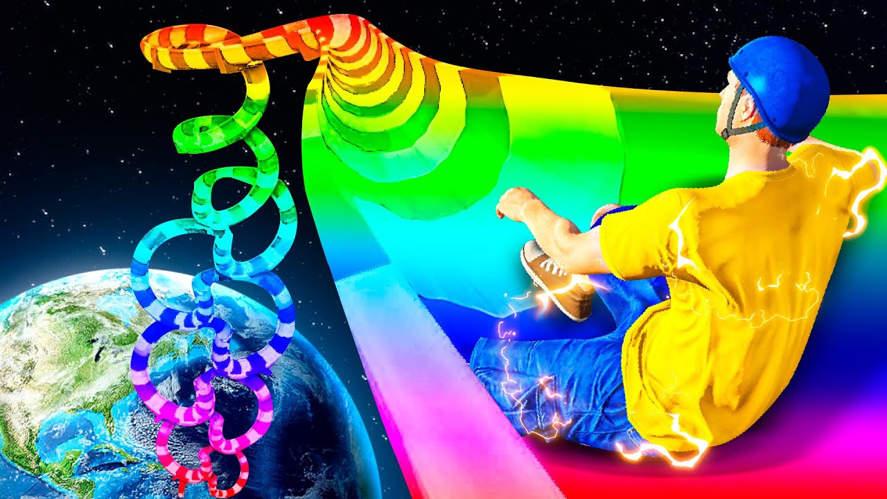 Jeffy Slides Down EVERY WATERSLIDE From SPACE in GTA 5!