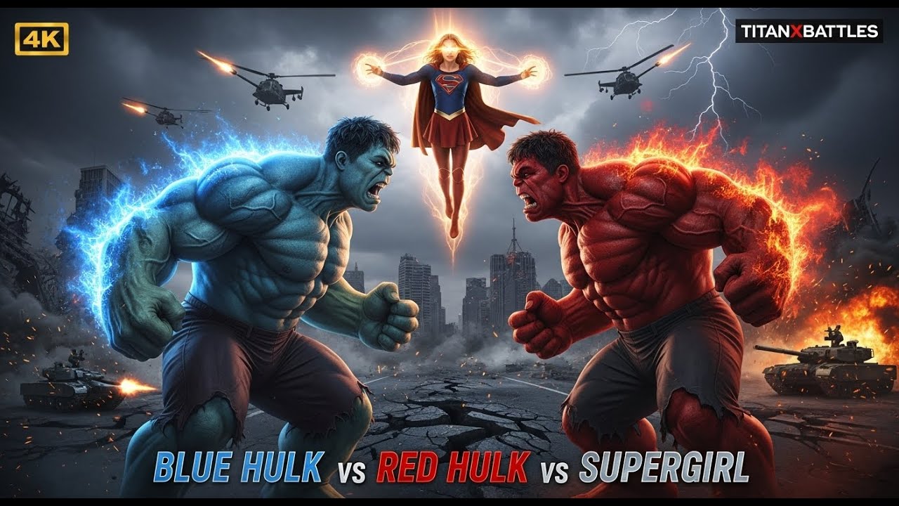 “Blue Hulk vs Red Hulk: Army Assault and Supergirl’s Final Judgment | Full Cinematic Battle Story”