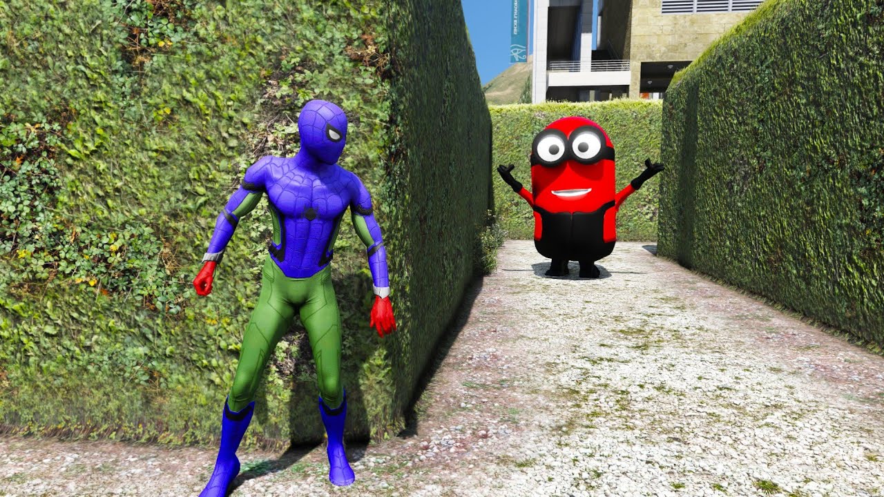 GTA 5 Epic Ragdolls RED SPIDERMAN VS RED MINION VS GREEN MINIONEuphoria Physics & Funny Fails #4