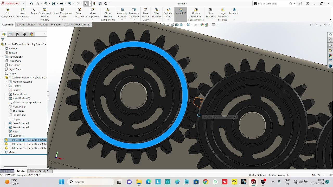 Gear Mate Use kare ka Aasan  taika #solidworks 