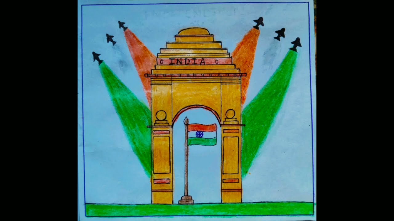 Independence day drawing easy/India gate drawing easy/How to draw India gate easy