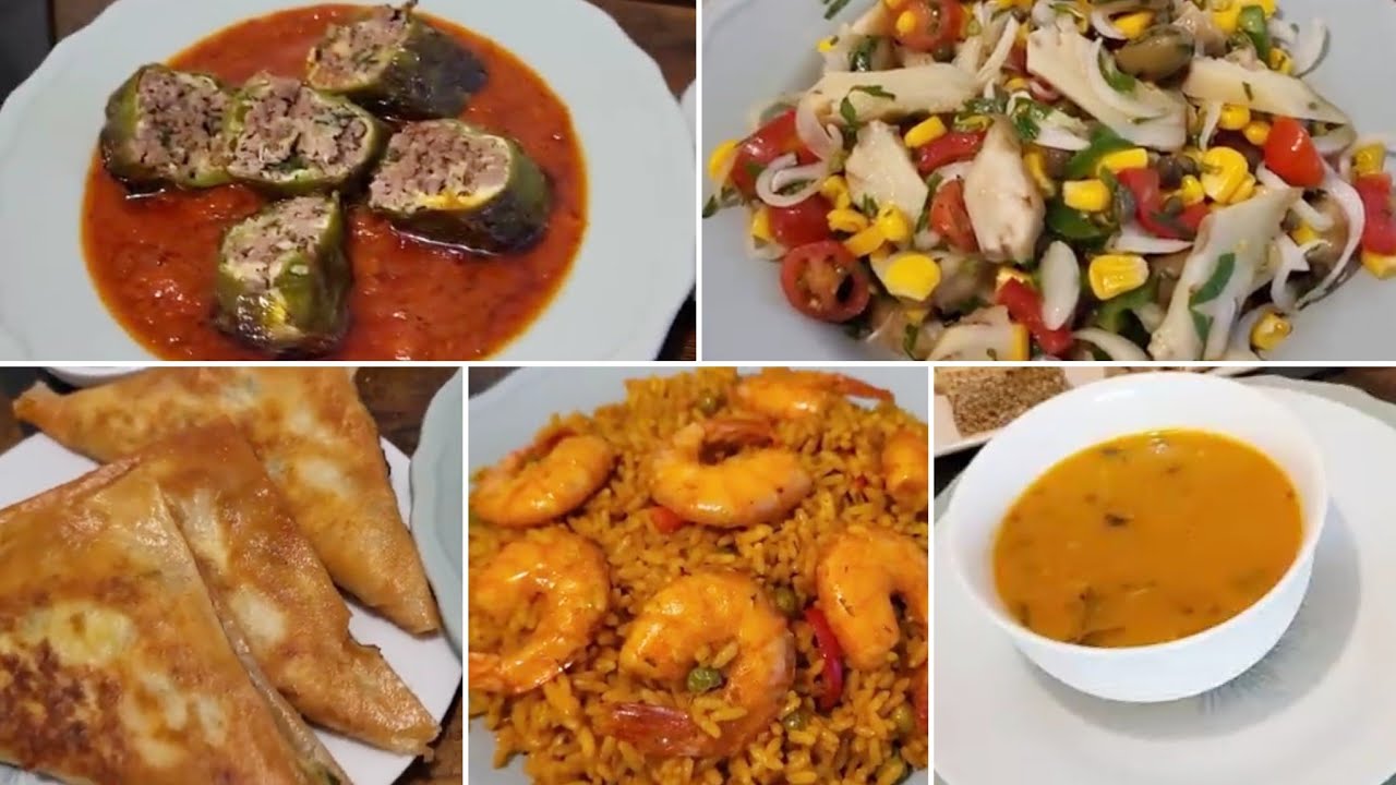 طاولة أو دبارة ثامن يوم رمضان⭐🌙 فلفل محشي مع صوص طماطم و روز بالكروفات مع سلاطة قنارية و بريك بالحشو