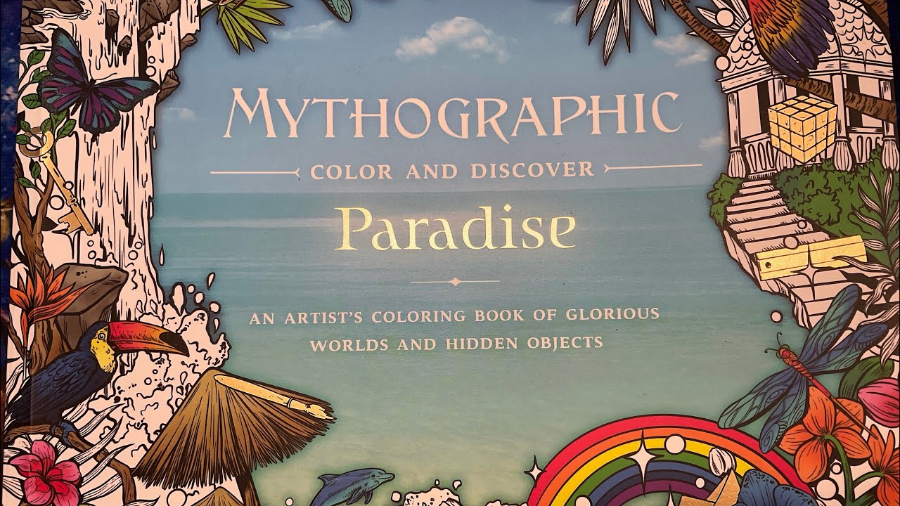 Watercolour pencil background in Mythographic Paradise | Adult Colouring