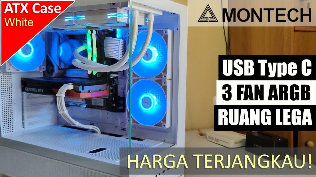 Casing PC ATX Putih harga terjangkau! Bonus 3 x ARGB Fan, ada USB Type C | Montech XR White review
