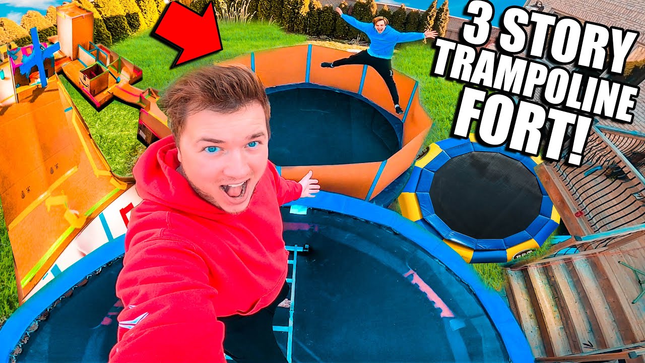 3 Story TRAMPOLINE Box Fort Challenge!