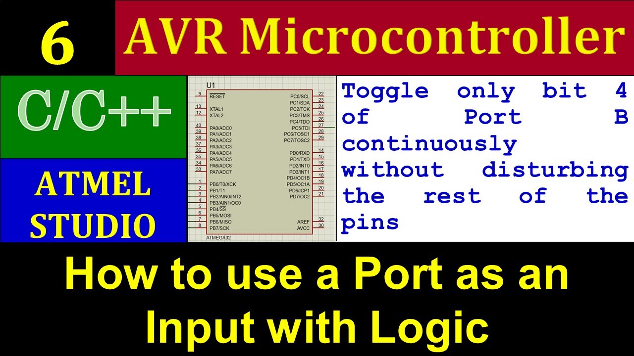 Toggle Pin of Port B with Delay | Bitwise Programming in C | AVR Microcontroller Programming