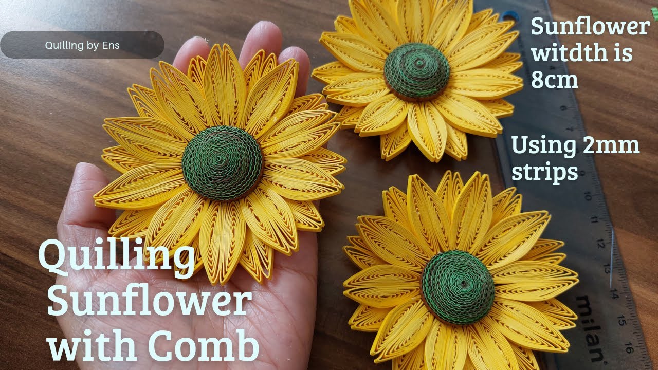 How to quill 3D Sunflower with Comb ||#quilling#diy#quillingflowers#diycrafts