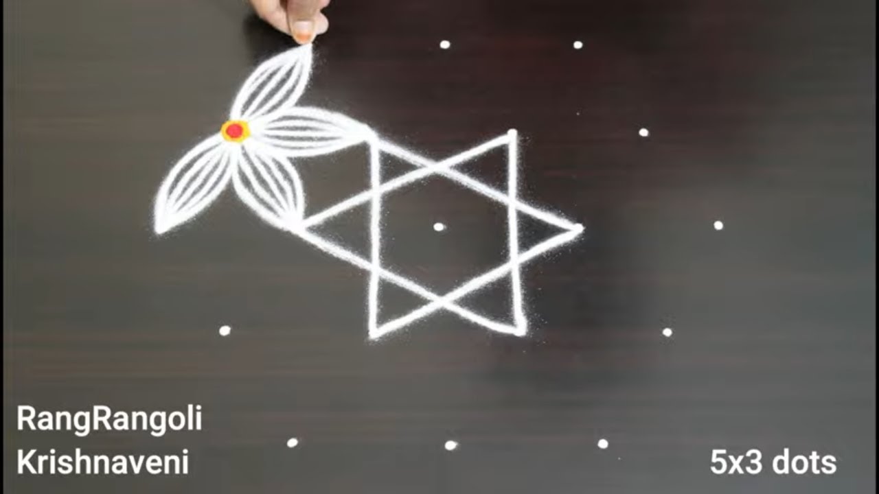 🌷Traditional Rangoli Designs(5x3 dots)🌷Daily Muggulu by RangRangoli Krishnaveni