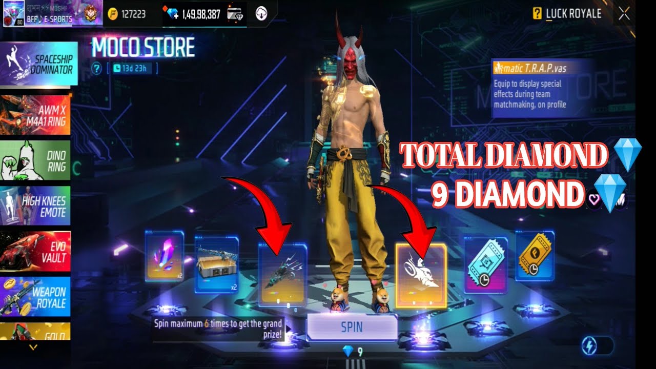 FREE FIRE NEW 🥳 MOCO STORE SPIN PROFILE ANIMATION SKYWINNG SKIN #freefire #trending #video #viral