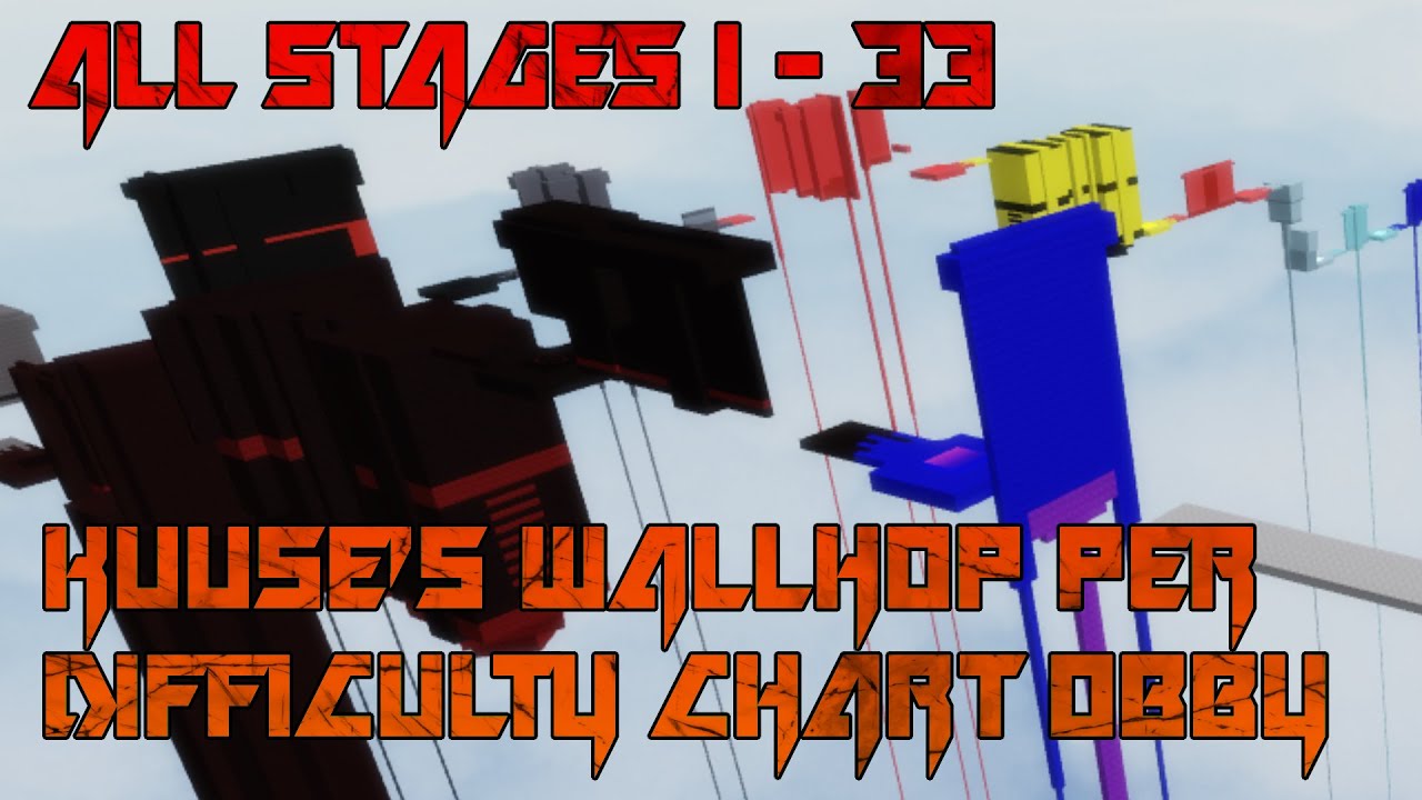 Kuuse's Wallhop Per Difficulty Chart Obby [All Stages 1-33] (ROBLOX Obby)
