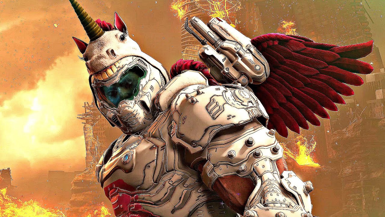 DOOM ETERNAL - Doomicorn Vs. Dark Lord & Removes Helmet Scene (Ancient Gods Part 2)