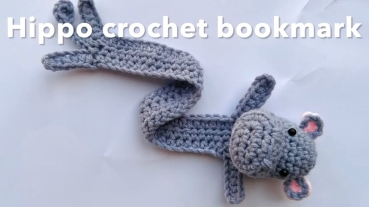 Hippo crochet bookmark