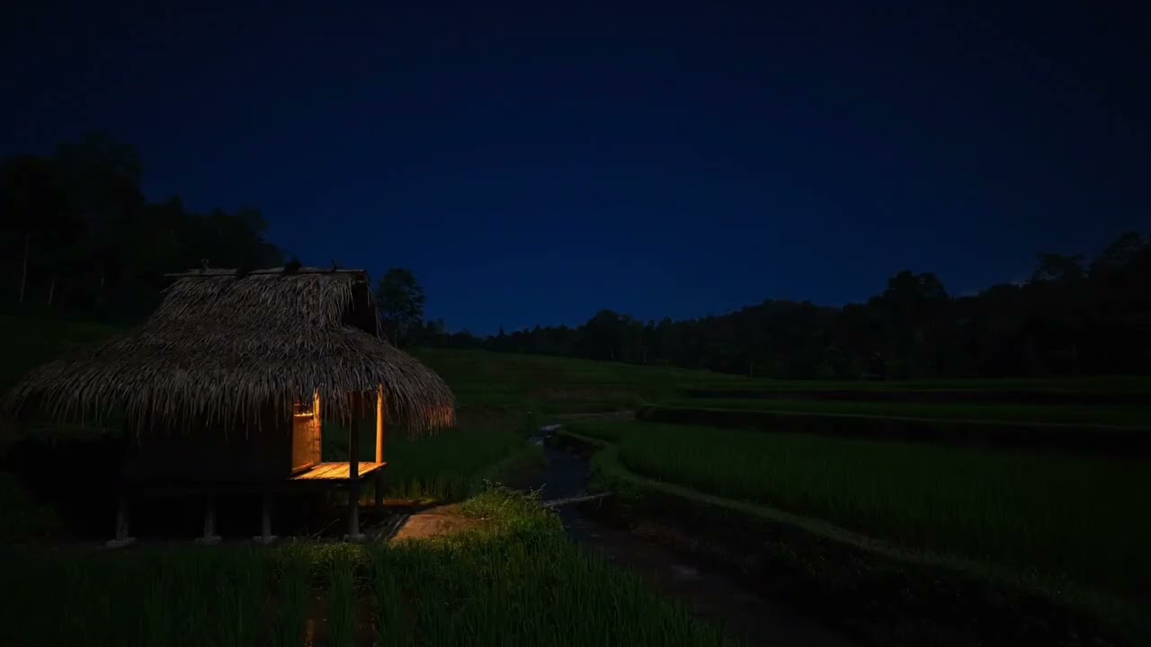 Pure Night ASMR in Rural Rice Fields | Relaxing Nature Sounds for Sleep & Focus