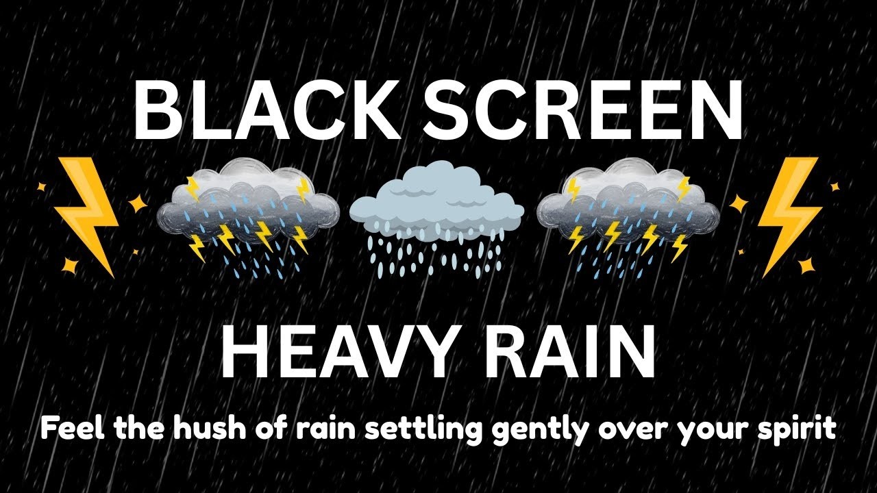 Calming Heavy Rain with Rolling Thunder | BLACK SCREEN | Peaceful Rest