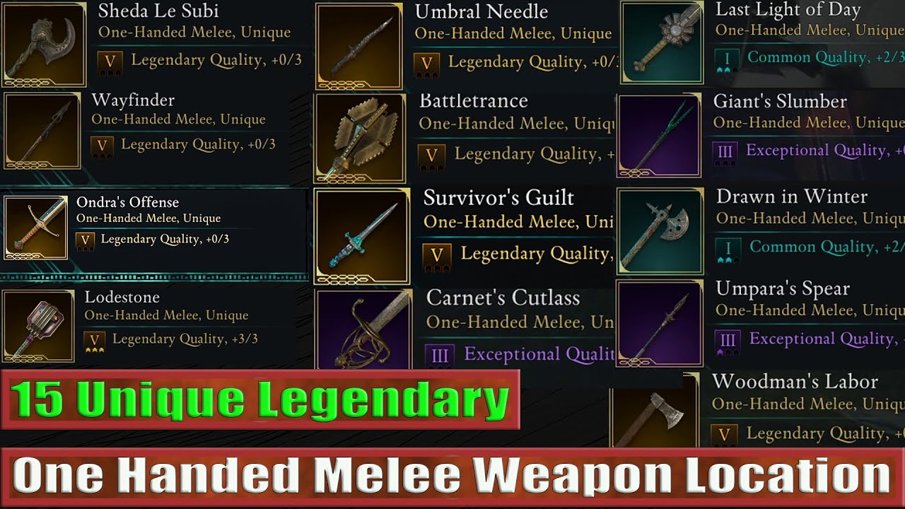 Avowed: 15 Unique Legendary One Handed Melee Weapon Location