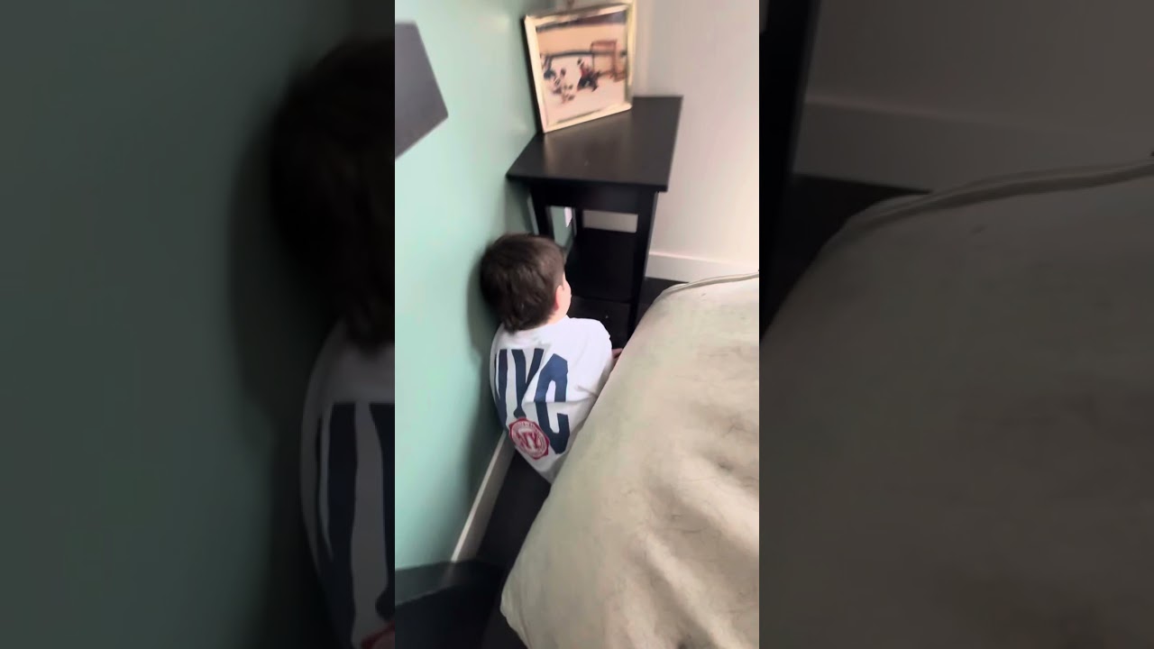 Hide and seek at mini stick house