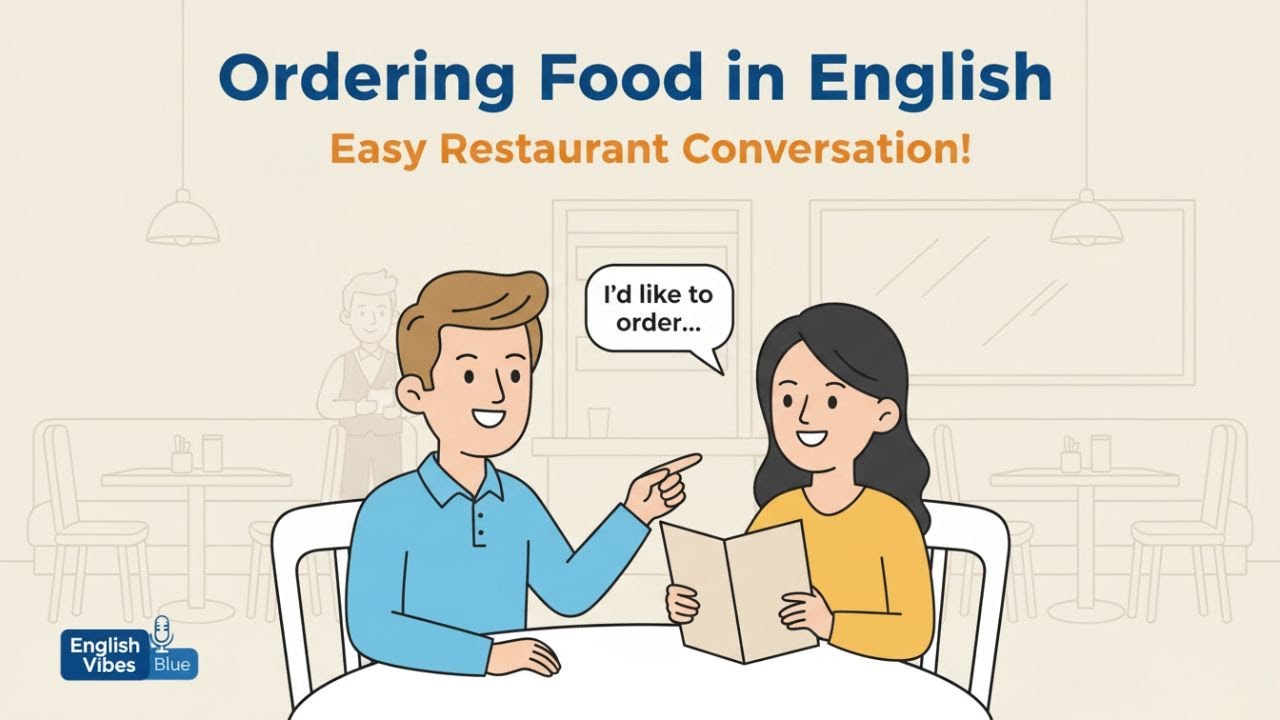 Learn English Conversations at a Restaurant  How to Order Food in English for Beginners