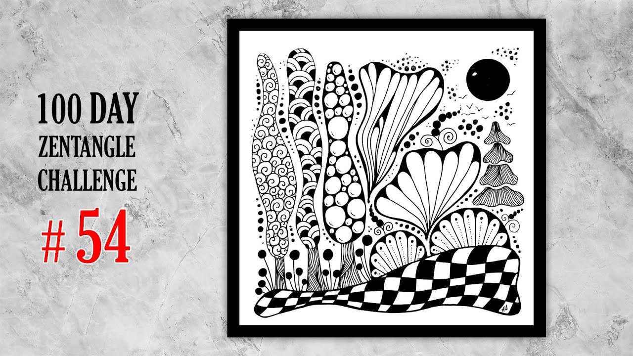 54 # 100 days of tangling | zentangle 100 day challenge | zentangle doodle art | zentangle art