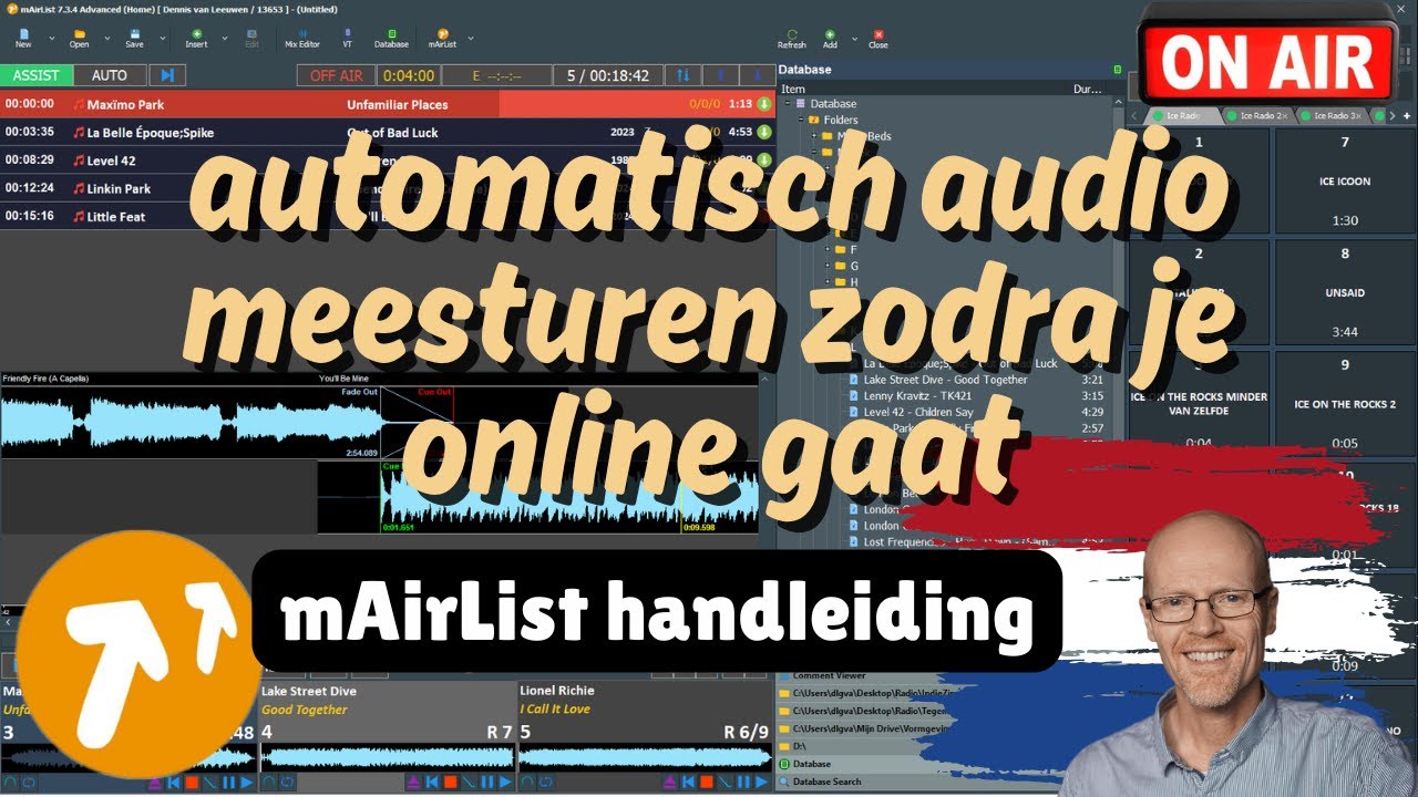 mAirList handleiding - automatisch audio meesturen zodra je ON AIR gaat