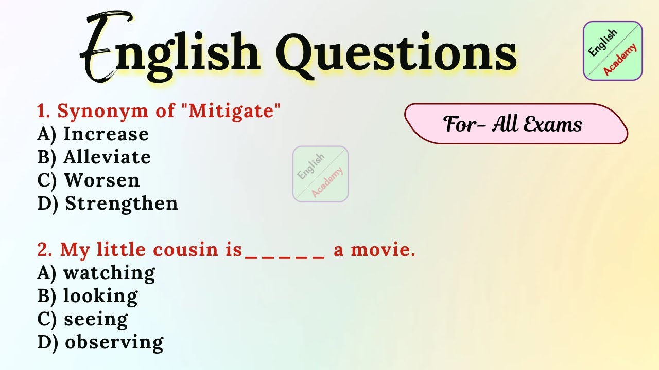 English Mix Questions set-24 for- All Exams #englishacademybydeepakkr