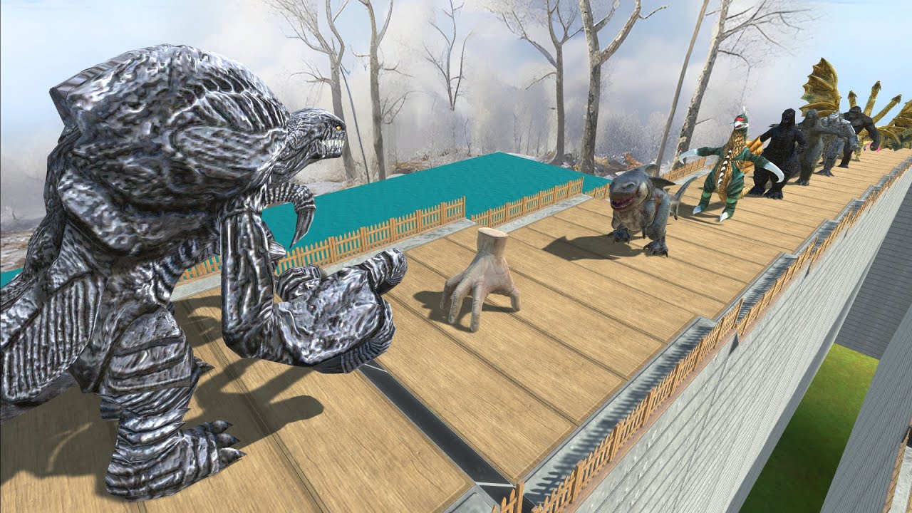 Orga vs Ghidorah Lava DEATH FALL - Animal Revolt Battle Simulator