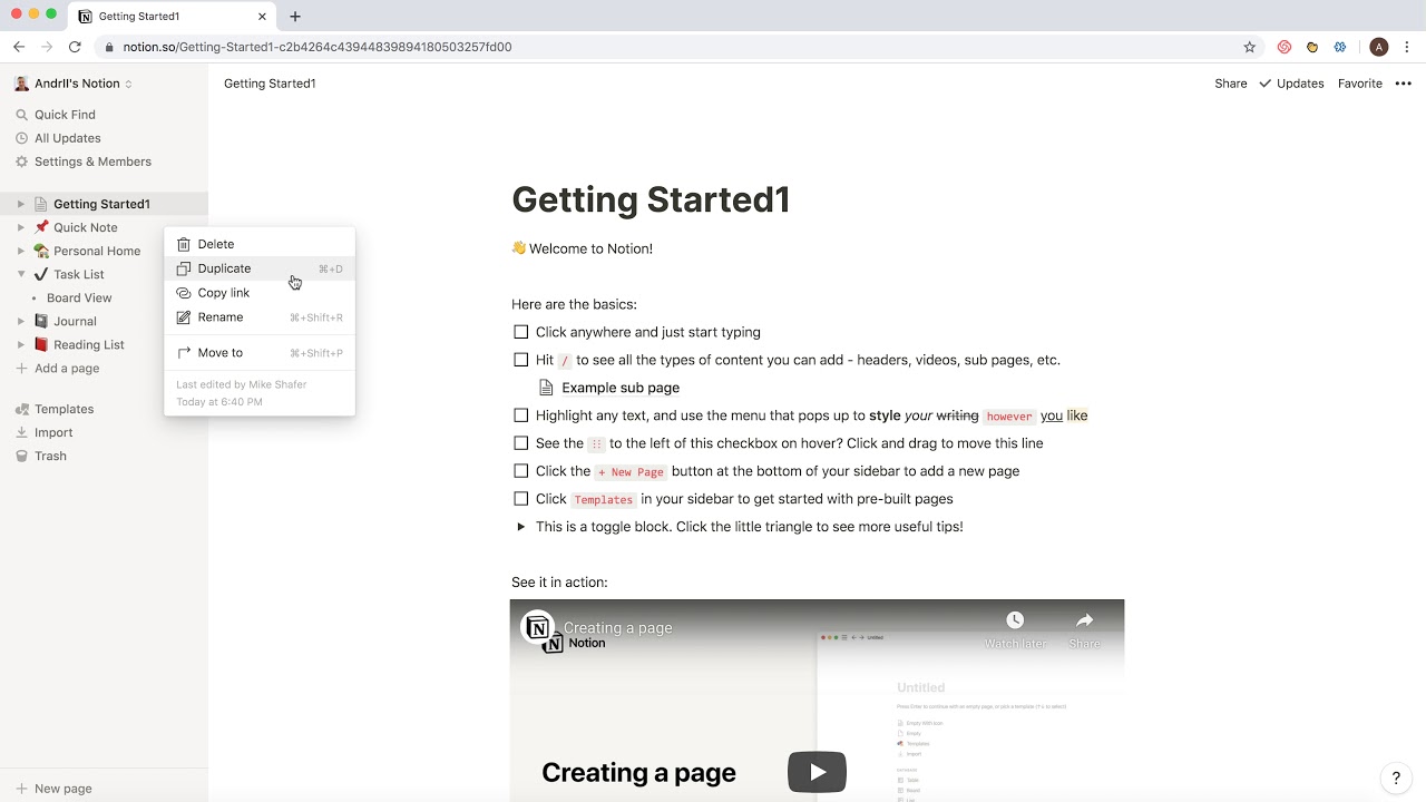 How to DUPLICATE PAGE in NOTION?