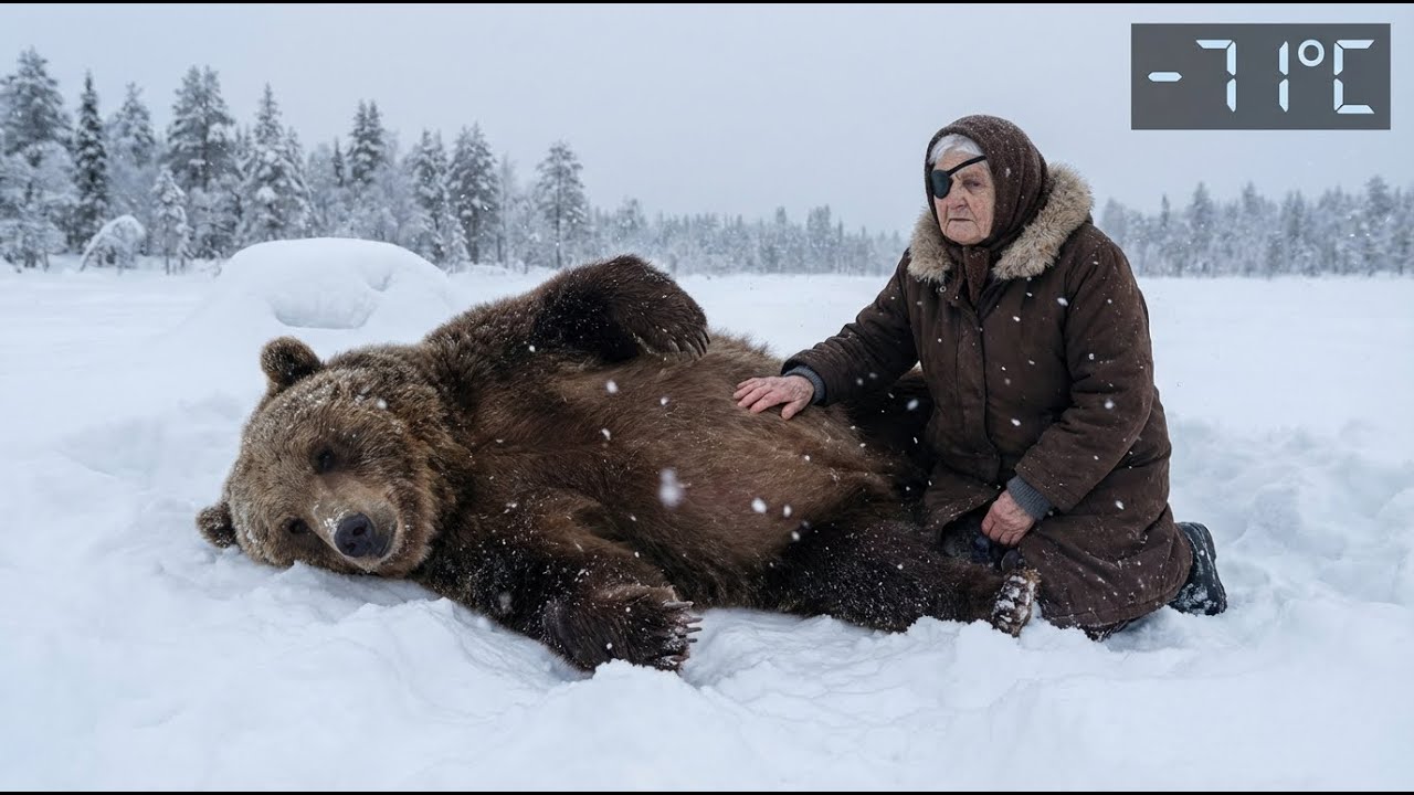 A One-Eyed Elderly Woman Saved a Pregnant Brown Bear Freezing in Siberia ❄️🐻