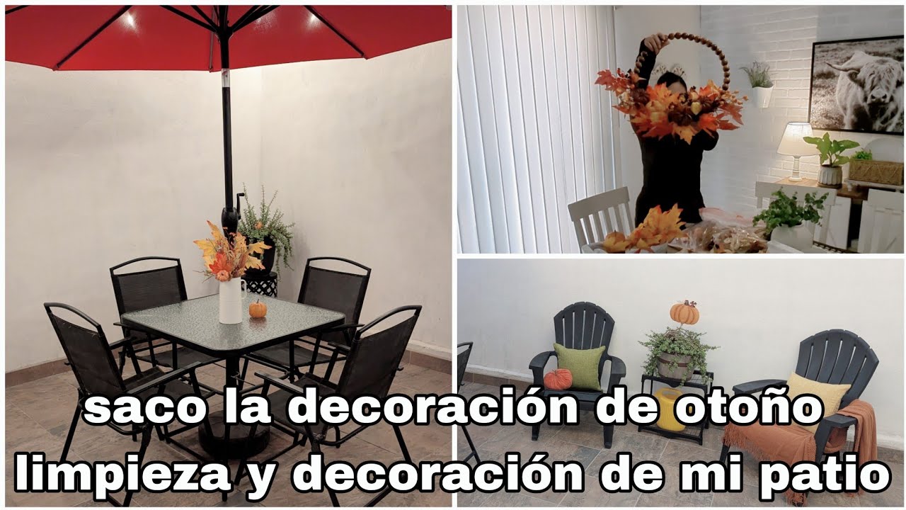 DECORACIÓN DE OTOÑO  Y LIMPIEZA DE MI PATIO DE INFONAVIT//SACO DECORACIÓN DE OTOÑO//REGANDO PLANTAS.