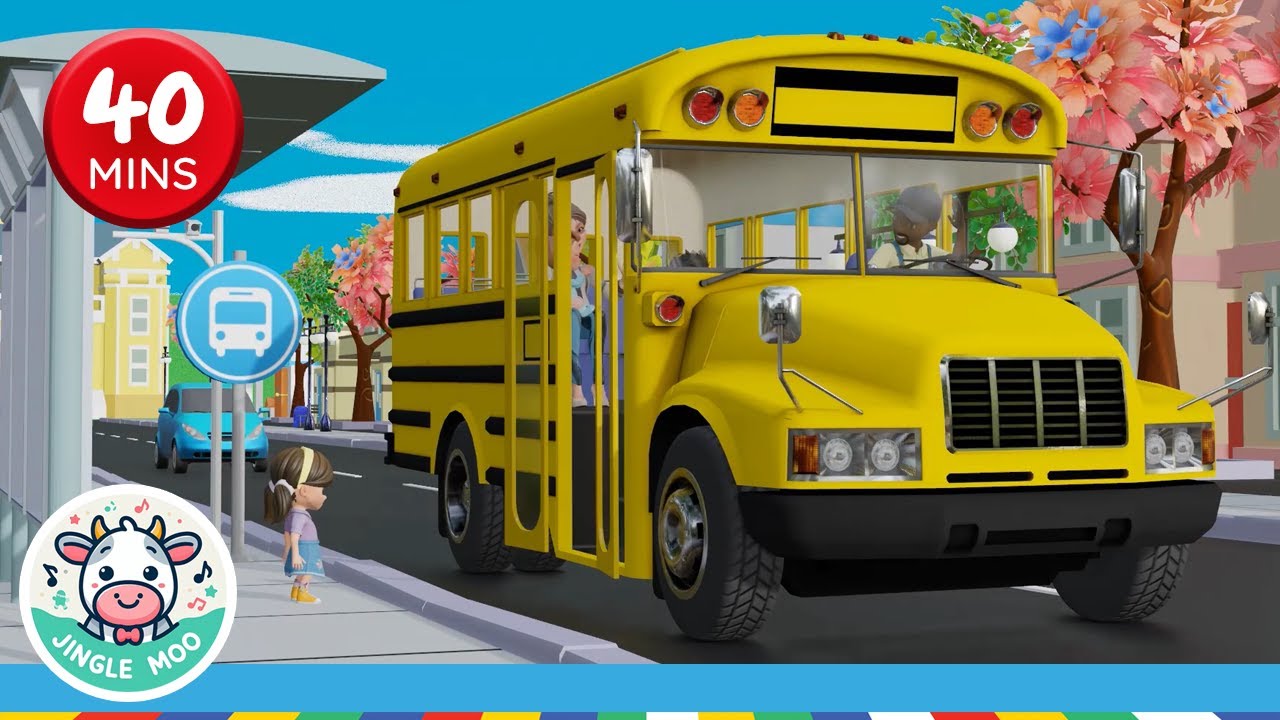 Wheels On The Bus + 40 Mins of Nursery Rhymes | Jingle Moo