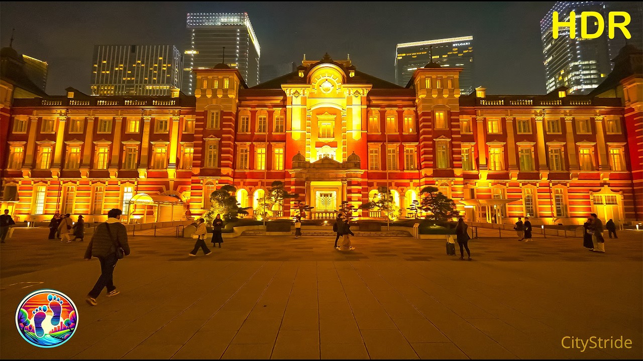 Tokyo Night Walk 銀座→日比谷→東京駅 | Ginza to Midtown Hibiya to Tokyo Station • Walking Tour • 4K HDR ASMR