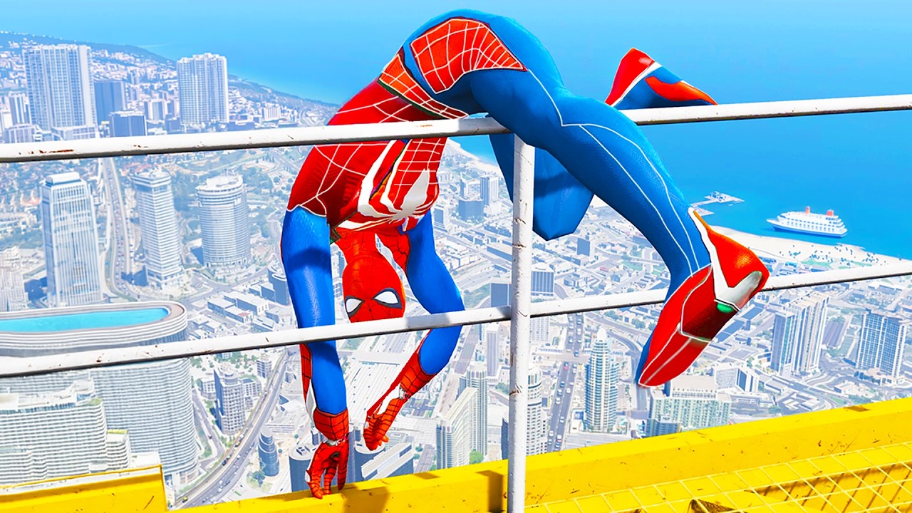 SPIDERMAN CRAZY JUMPS & BEST FALLS #10 😱 (GTA 5 Spider-Man Gameplay Fails)