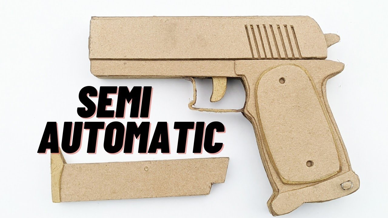 Semi automatic mechanism || pistol that shoots || how to cardboard gun