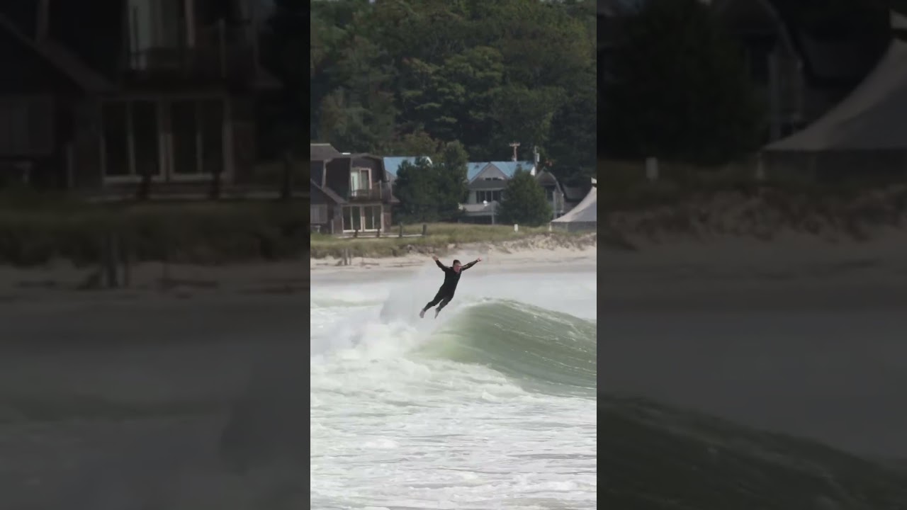 The waves were poppin&rsquo; in Kennebunk, Maine from Hurricane Lee. #surf #surfing #waves #hurricanelee