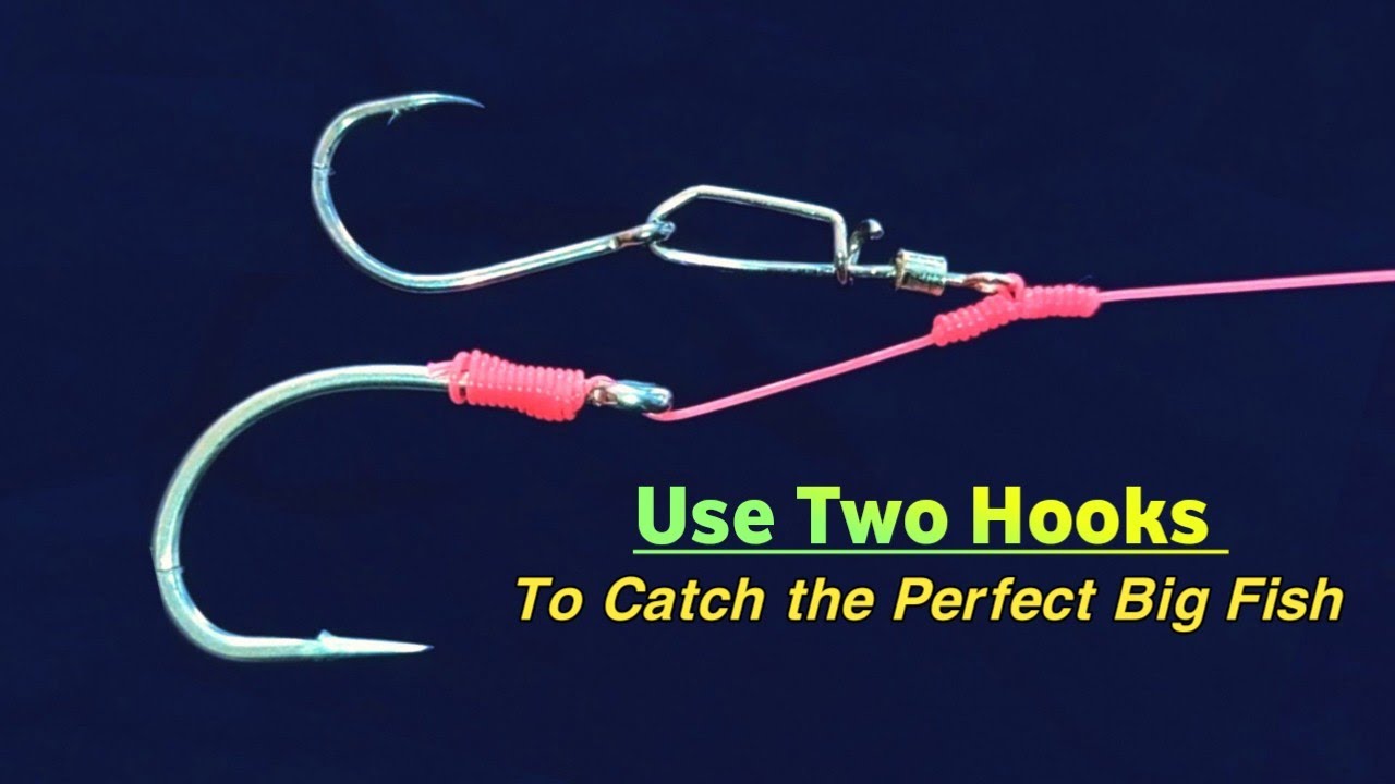 How to tie a double hook on a fishing line || For fishing big fish