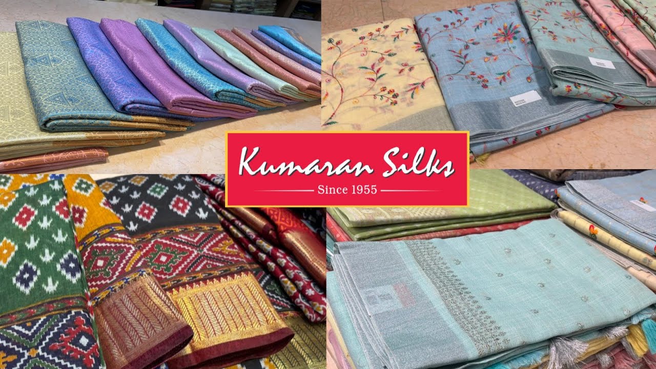 T Nagar Kumaran Silks New Arrival Soft Tussar|Raw Silk Kalamkari|Pure Kota|Tissue|Linen Sarees