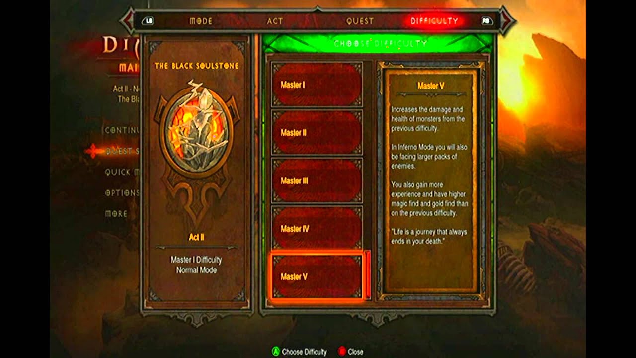 Diablo 3 Xbox 360 Difficulty Guide | Explaining All Modes | Inferno & Master V | Complete Bonuses!