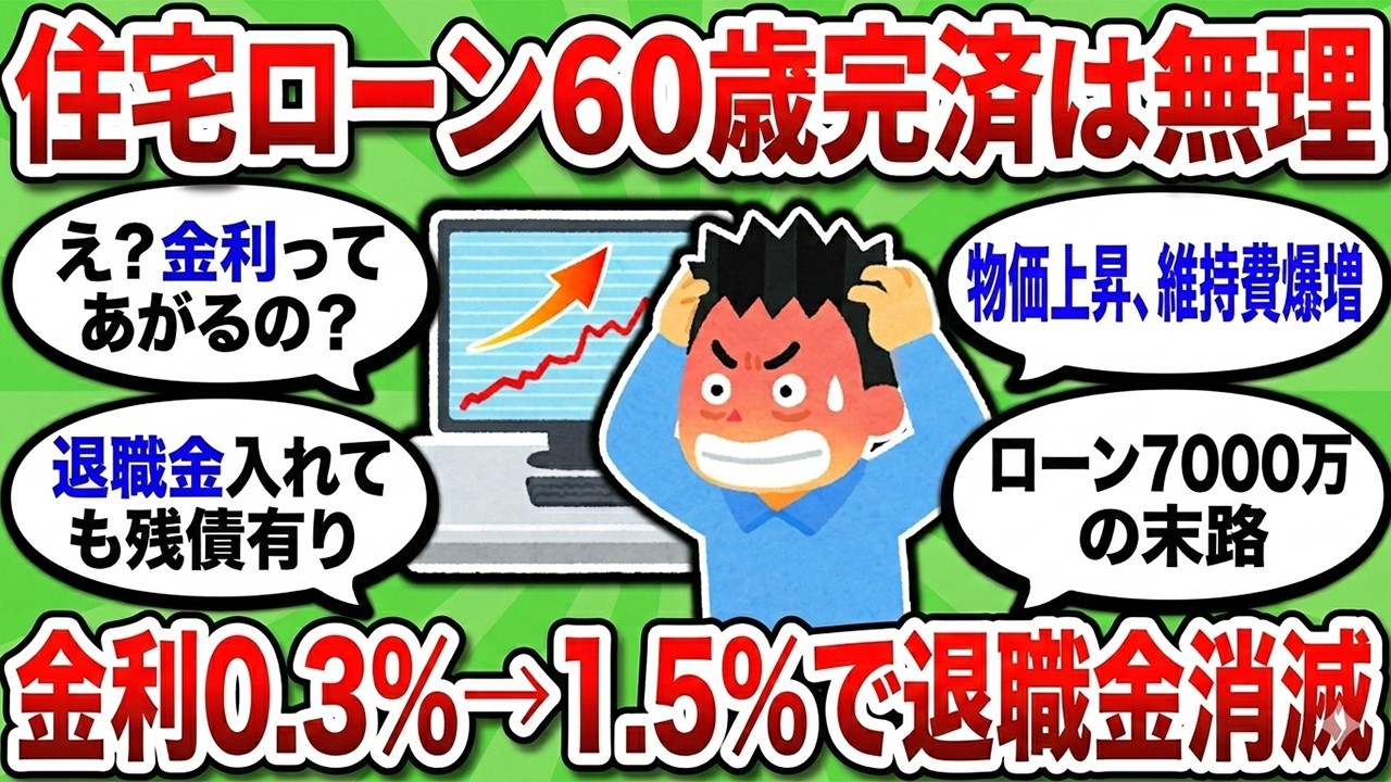 【2ch有益スレ】退職金2500万が「銀行の貢ぎ物」にｗ 金利上昇×未払利息の地獄コンボ！60歳定年後の「深夜倉庫バイト」が確定したエリートの末路