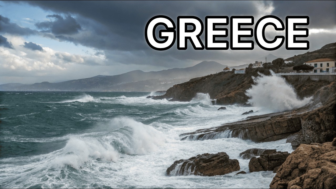 STORMY SEA WALK IN GREECE | BEACH COAST | REAL LIFE SOUNDS