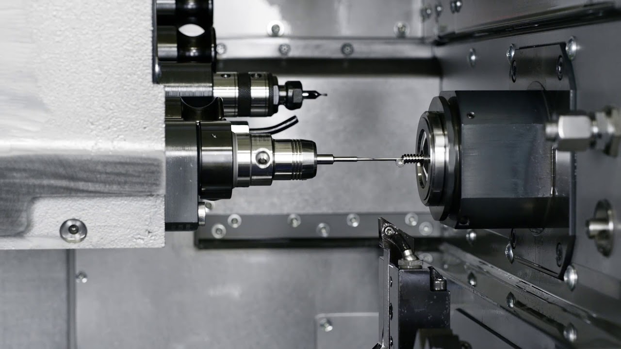 Titanium Medical screw on a TRAUB TNL20 Automatic Lathe