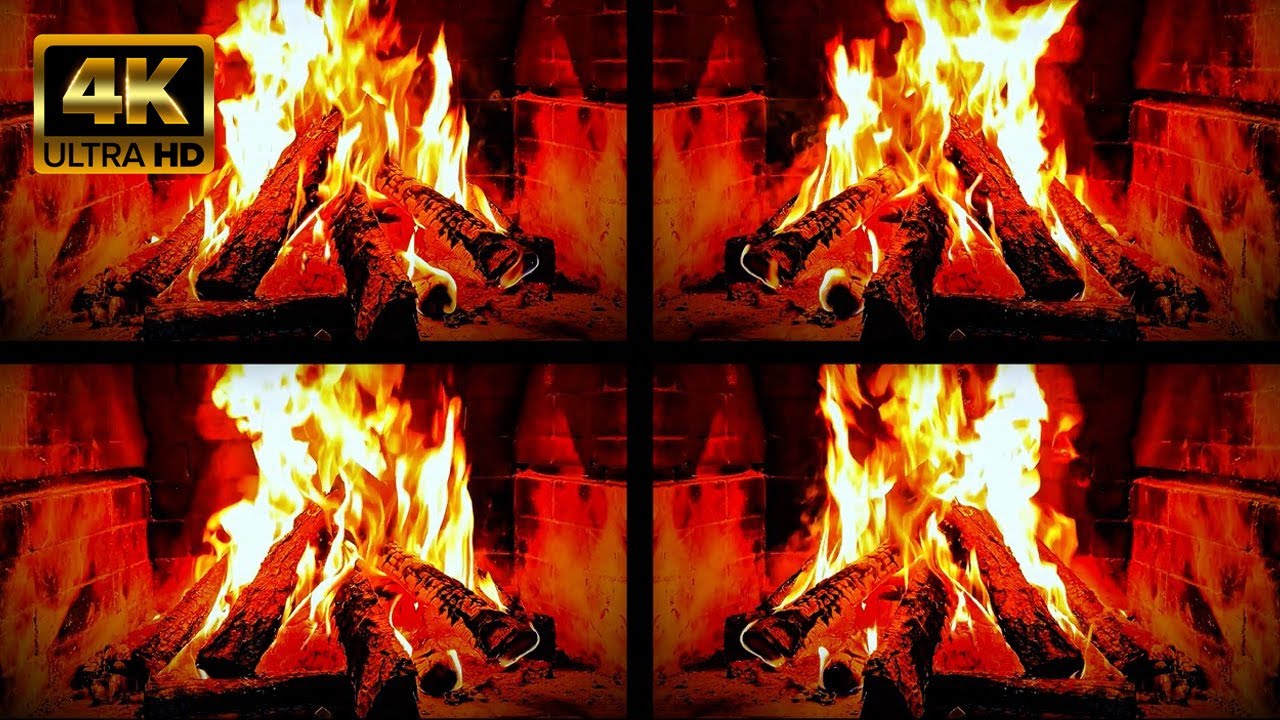 4K Fireplace with Natural Fire Sounds | 10 Hours of Cozy Night Ambience