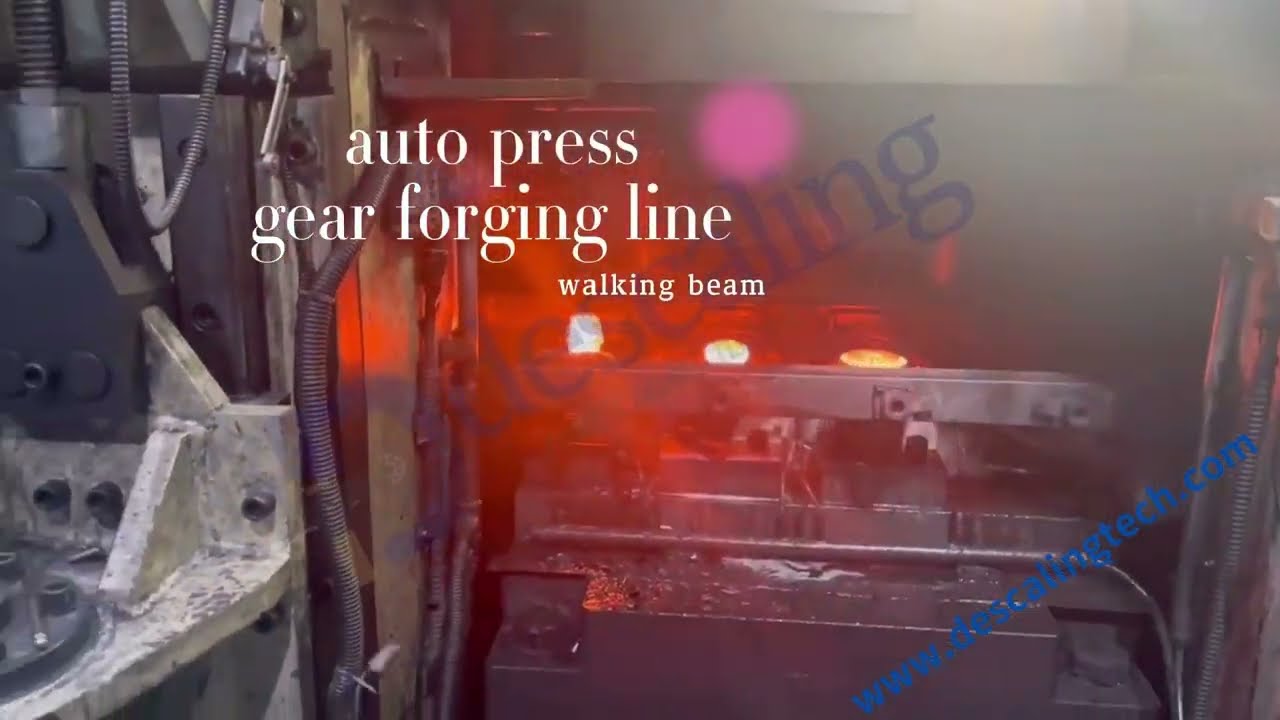 Forging descaling machine using site in automatic hot forging automotive gear press line