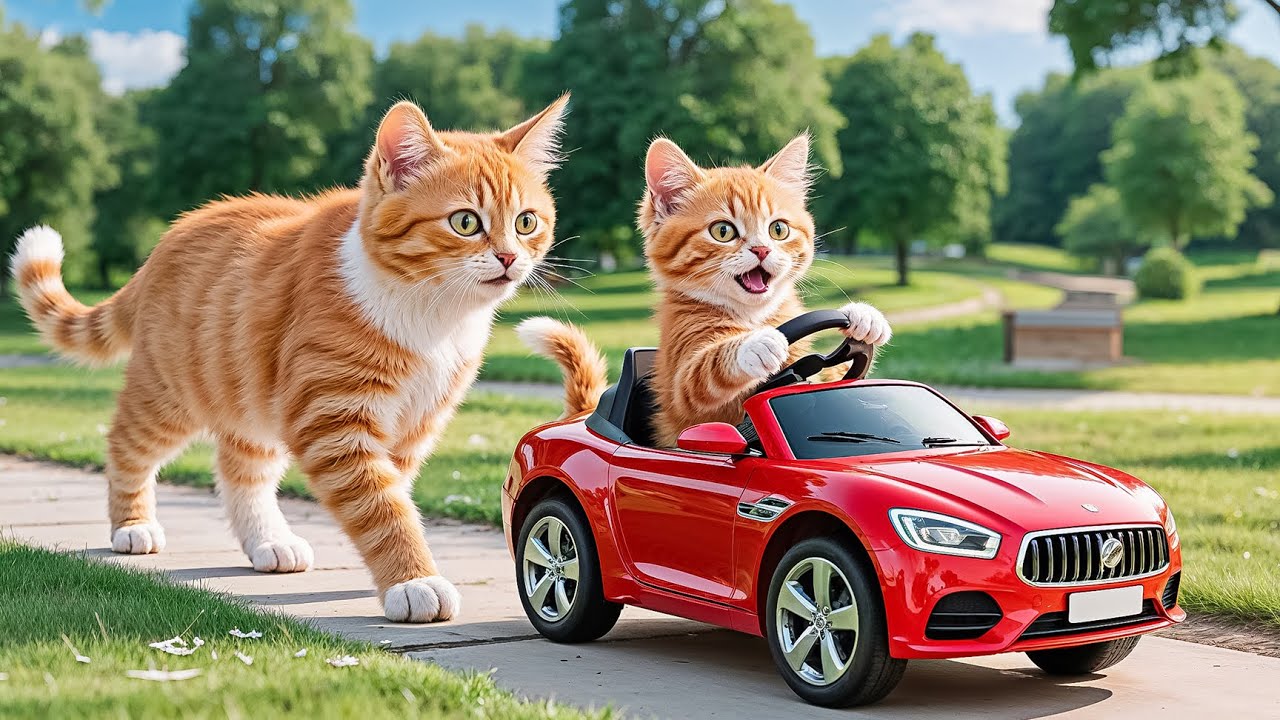 Mama Cat Builds a Beautiful Toy Car for Kitten Heartwarming & Peaceful Story 🐾🐱🚗💛