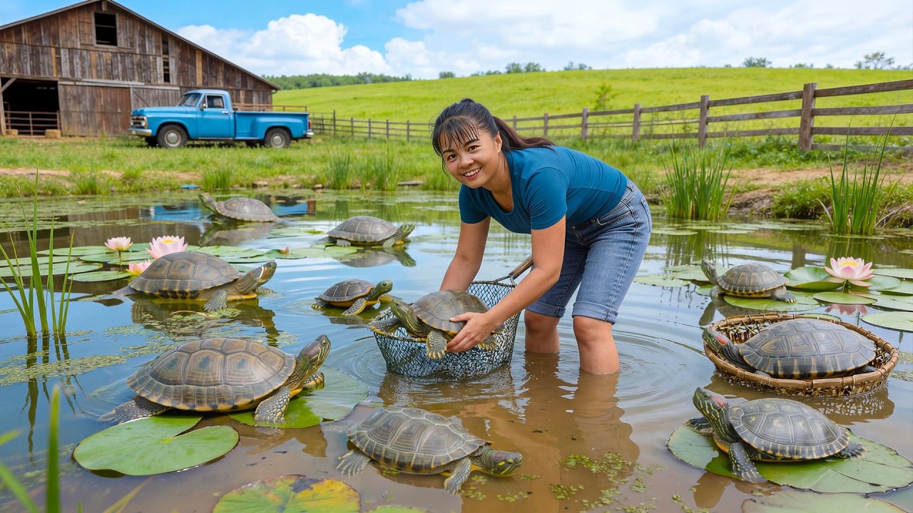 Timelapse – Harvesting Turtles in the Swamp Goes to Market | Raising Chickens and Ducks