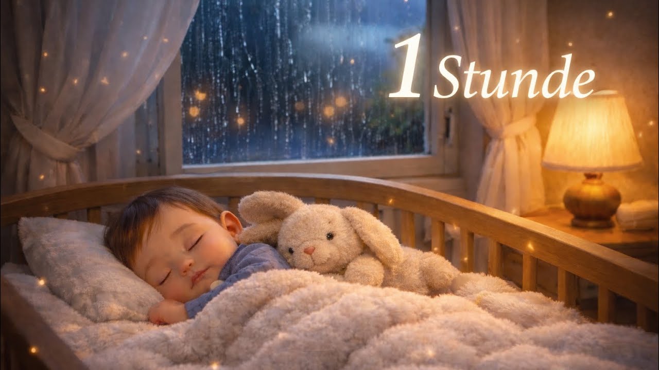 Sanfter Regen & Leises Klavier 🌙 1 Stunde Einschlafmusik für Babys | Beruhigende Schlafgeräusche