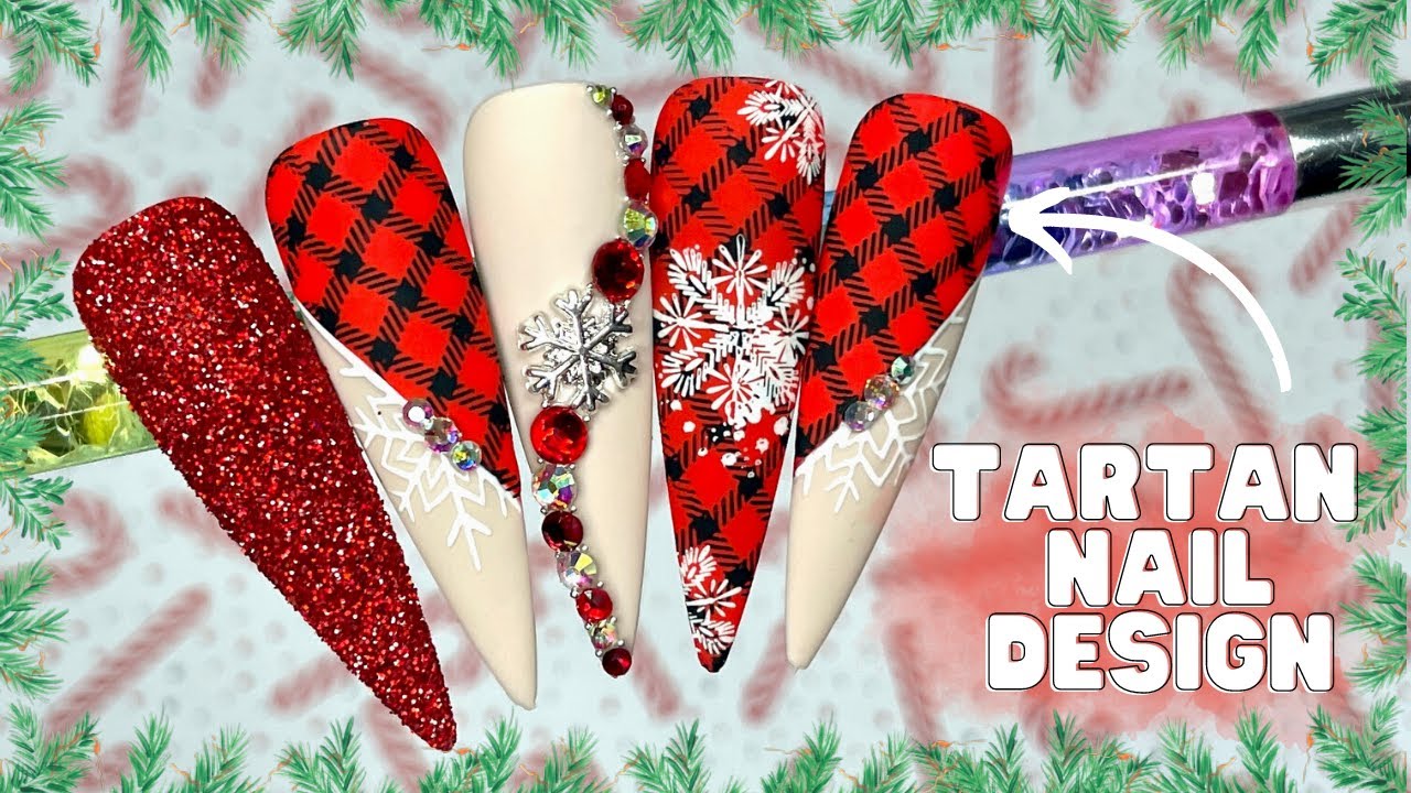 CHRISTMAS TARTAN NAIL DESIGN| SNOWFLAKE NAILS| EASY TARTAN NAIL TUTORIAL| MANIOLOGY STAMPING|SEMILAC