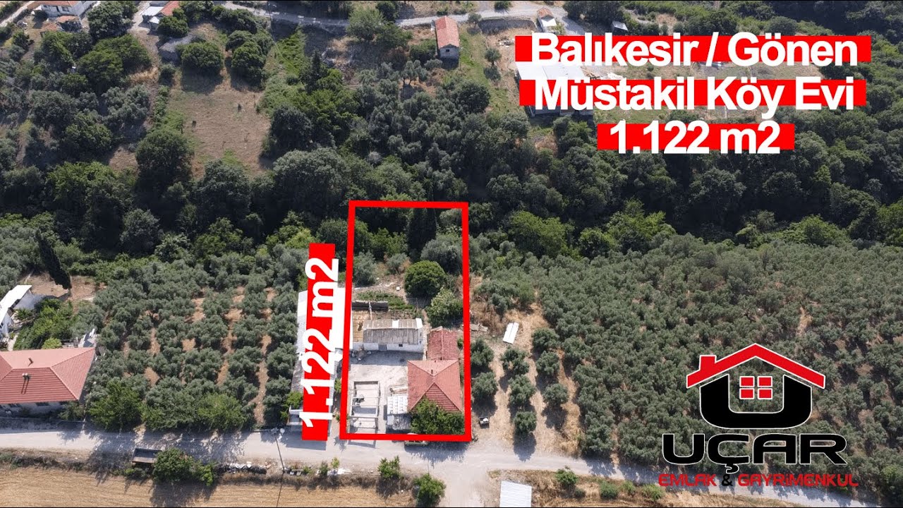 13- Uçar Emlak'tan Balıkesir/Gönen'de Deniz Manzaralı 1.122 m2'lik Bahçeli Müstakil Köy Evi