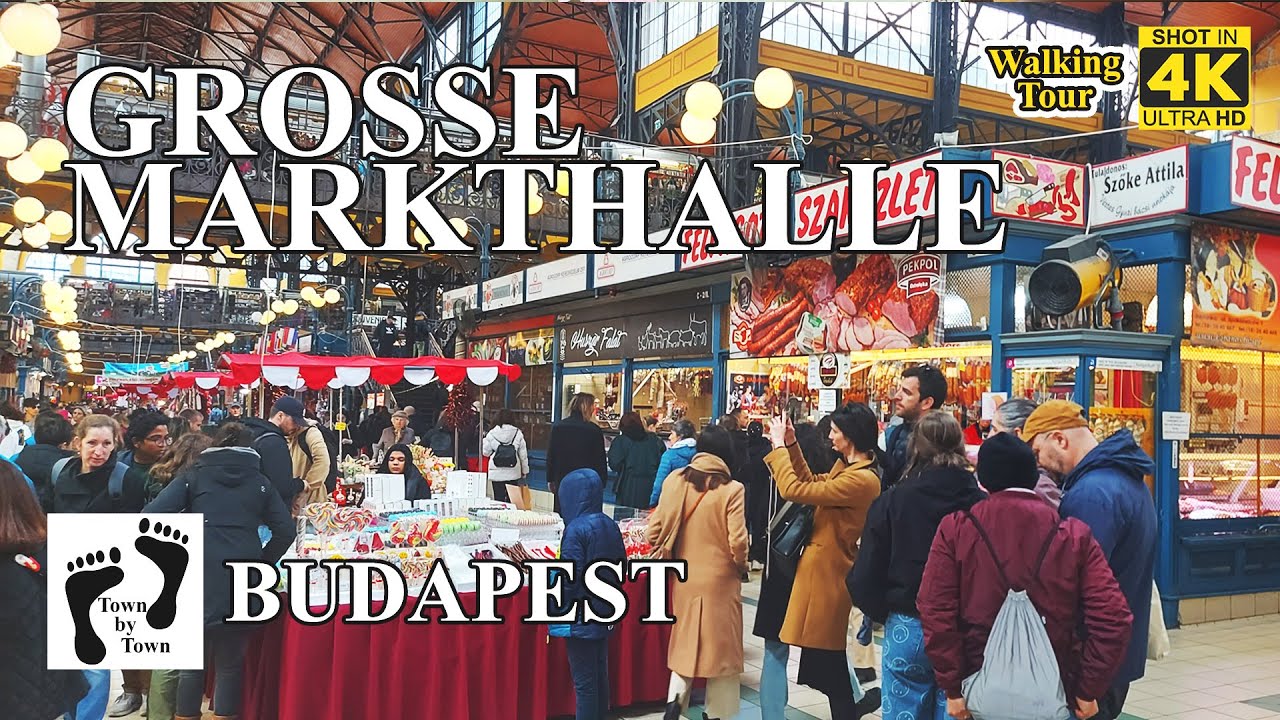 💥 GROSSE MARKTHALLE, Budapest, City Walking, 4k, 60fps