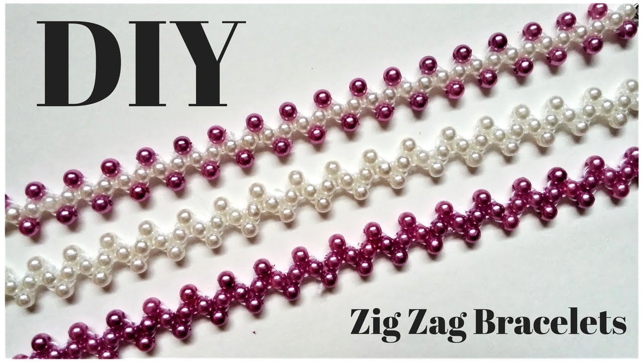 Beaded bracelets. Zig zag pattern - Beading tutorial.